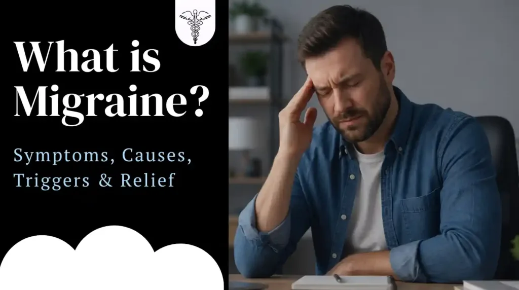 Person resting with a cold compress on their forehead to relieve a migraine