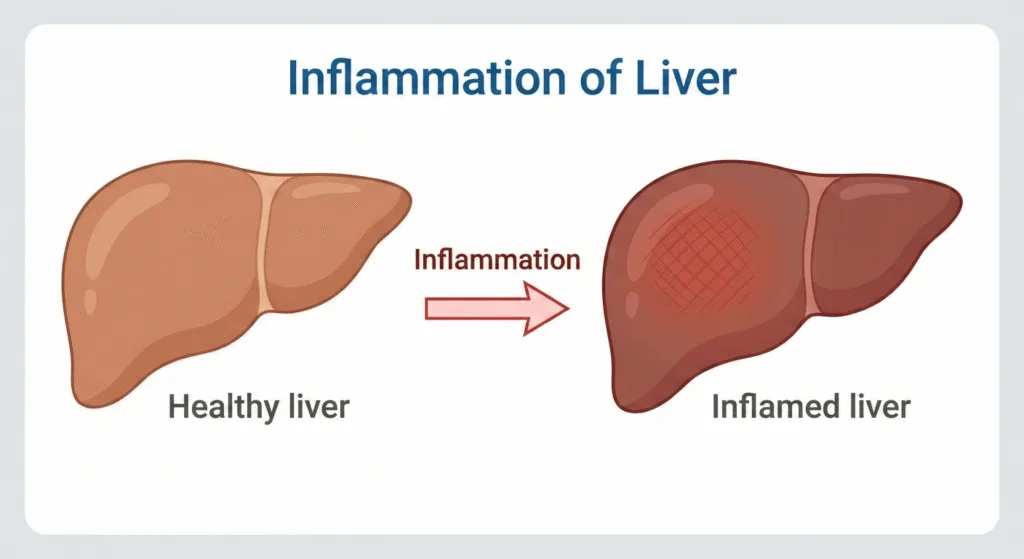 Liver inflammation in hepatitis