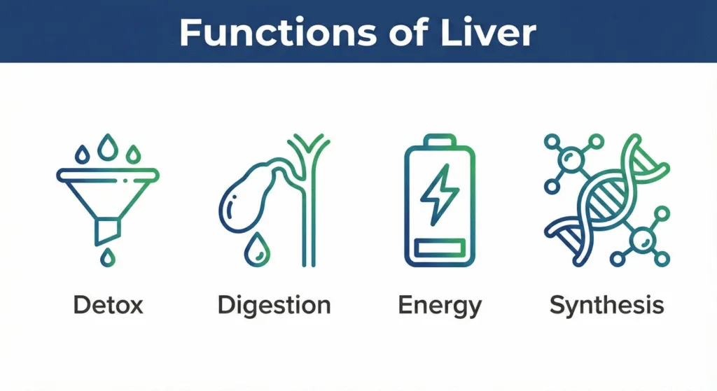 Major functions of the liver