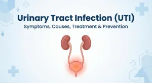 Urinary tract medical illustration showing kidneys, ureters, and infected bladder highlighted in red for UTI awareness.