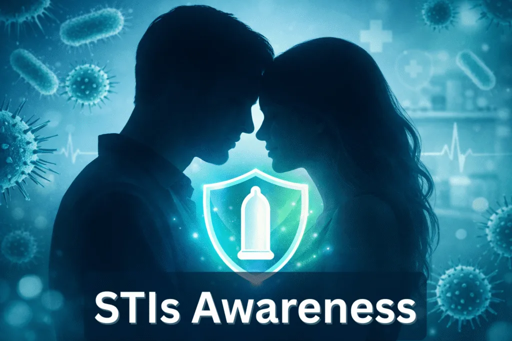 Couple silhouettes protected by a medical shield.